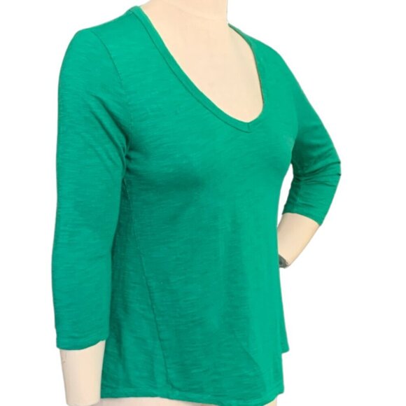 Chico's The Ultimate Tee V-Neck Green Slub Cotton Modal Sz 0 (S/4) #99P - Picture 2 of 7